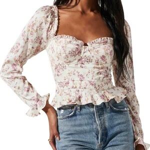 ASTR The Label Floral Puff Sleeve Blouse